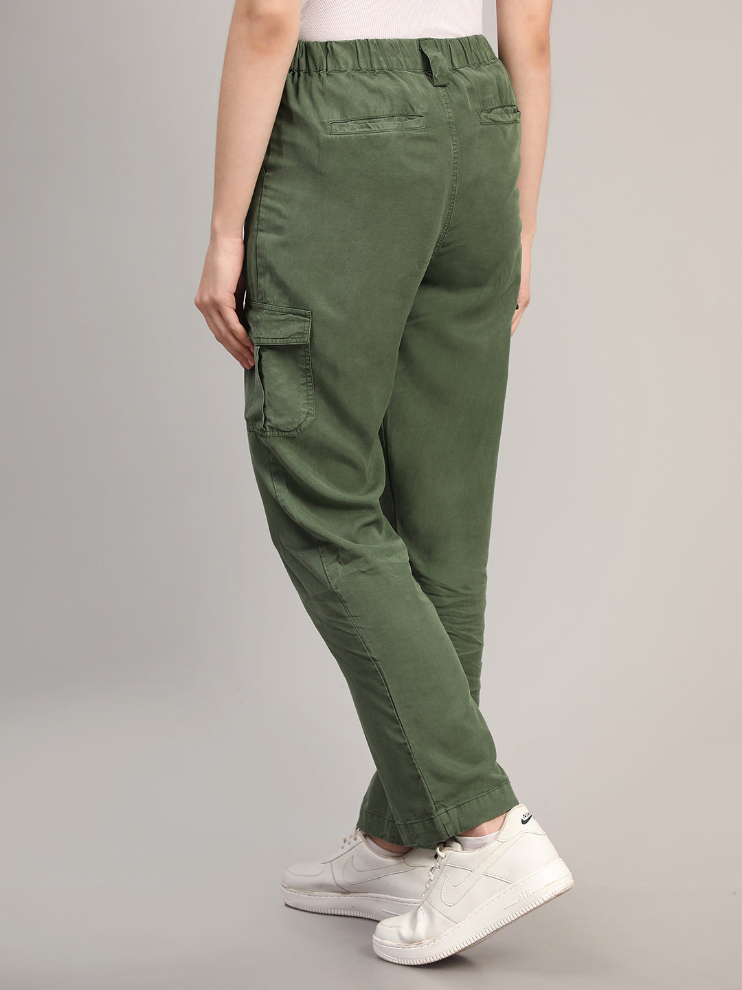 Navy Blue Regular Fit Casual Solid Cargo Pants