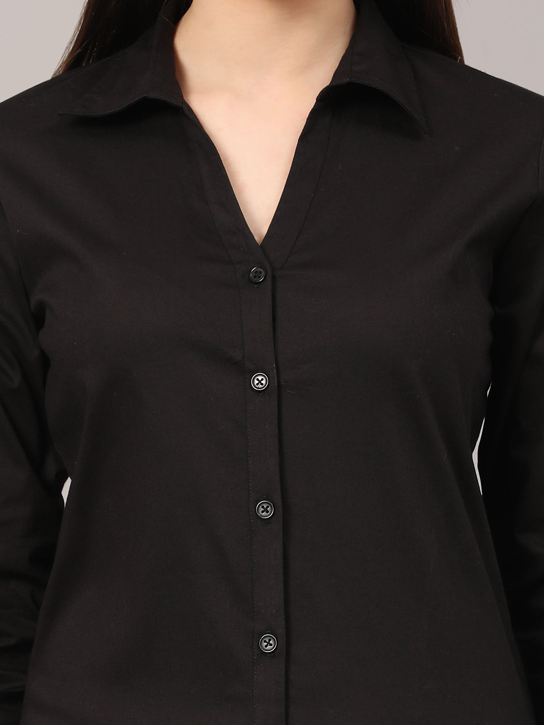 Black Slim Fit Formal Solid Shirt