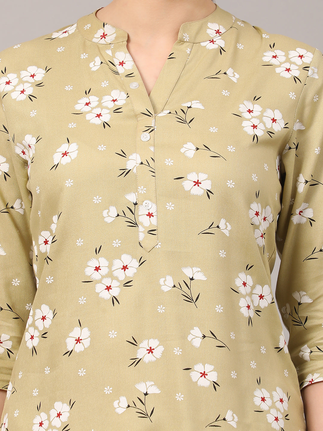 Yellow Floral Printed Casual Kurta Top