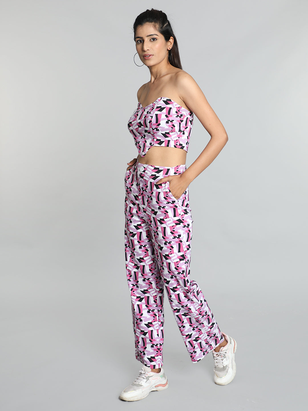 Multicolor Printed Co ord Set with Bustier