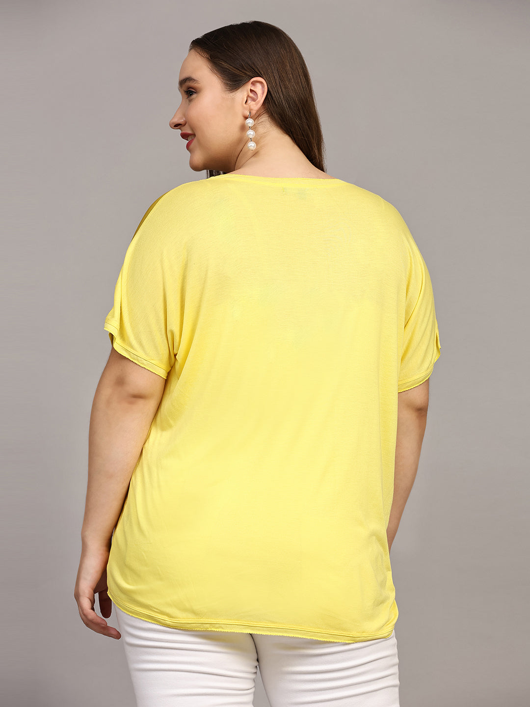 Yellow Solid Satin Casual Top