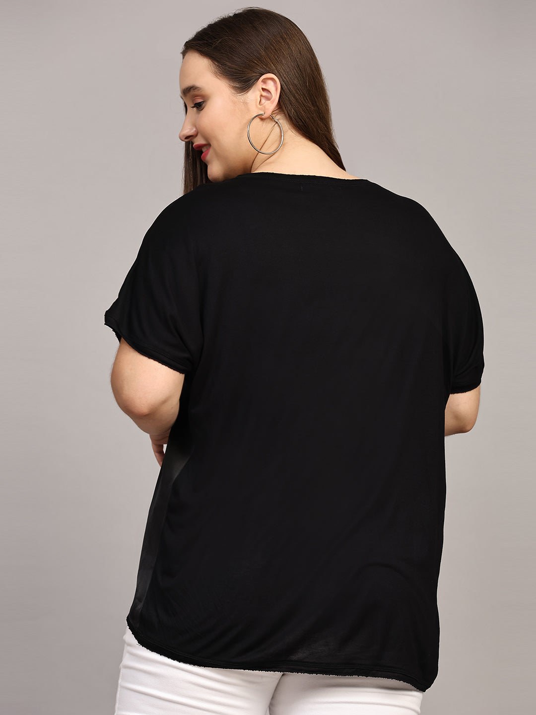 Black Solid Sain Casual Top