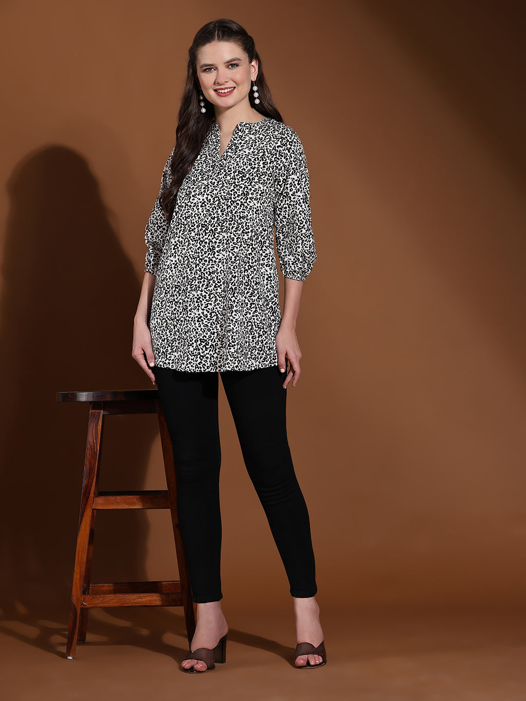 Multicolour Animal Printed Casual Tunic Top