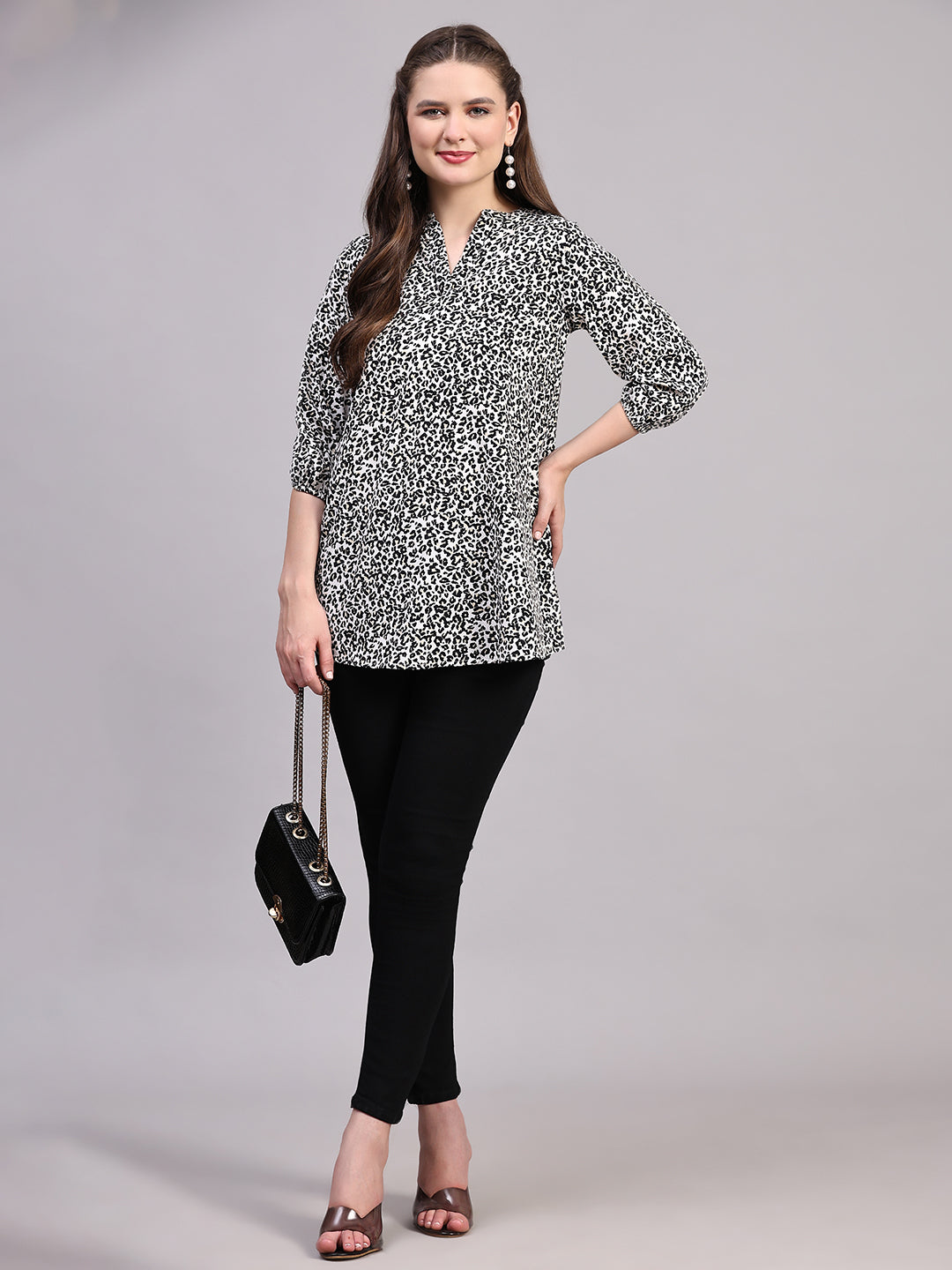 Multicolour Animal Printed Casual Tunic Top