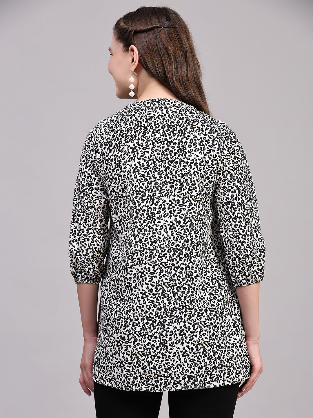 Multicolour Animal Printed Casual Tunic Top