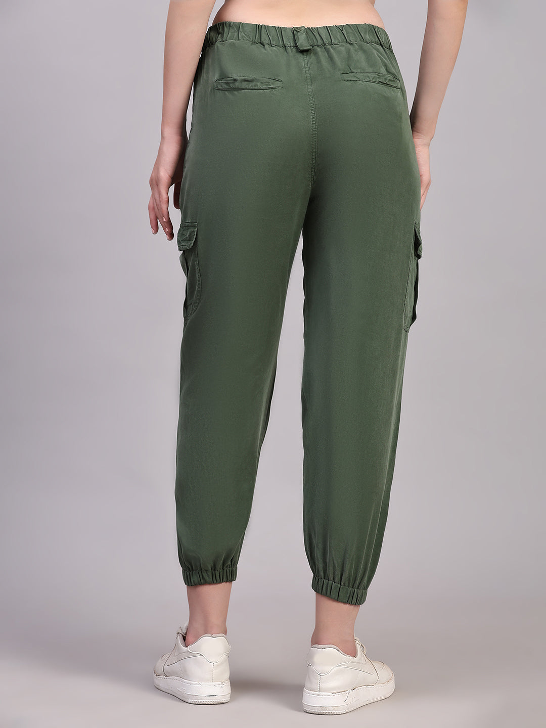 Olive Relaxed Fit Casual Solid Jogger Pants