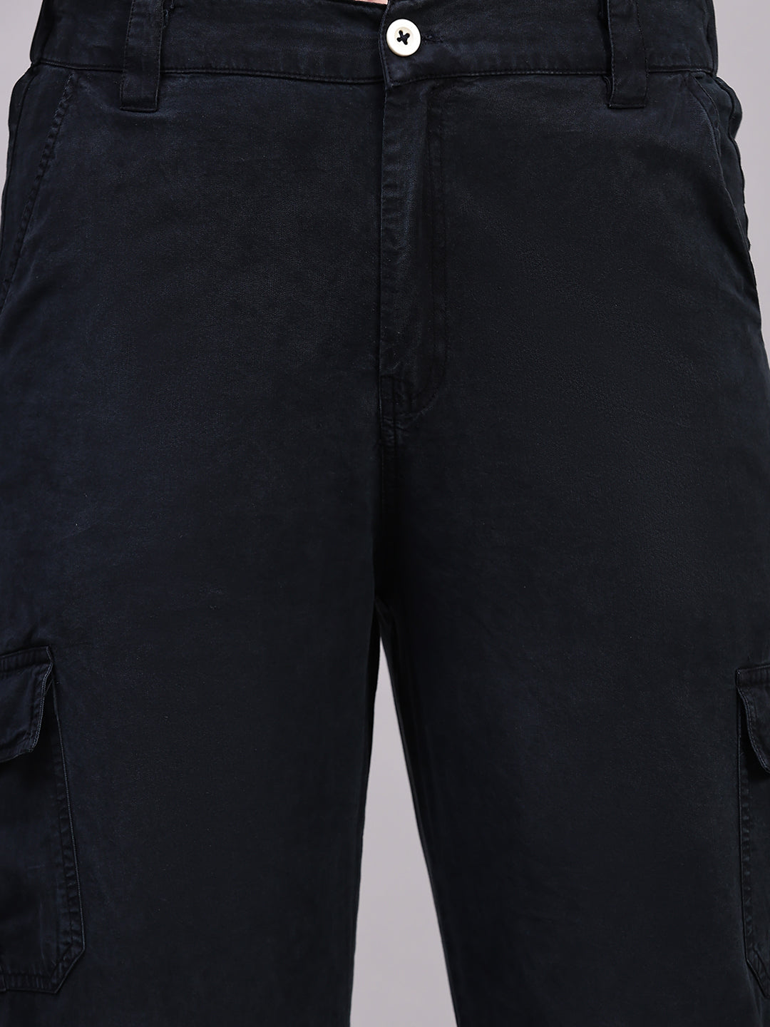 Navy Blue Relaxed Fit Casual Solid Jogger Pants