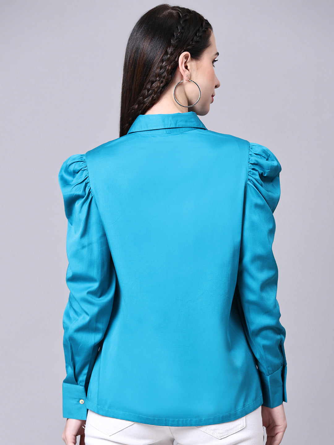 Turquoise Blue Regular Fit Formal Solid Shirt