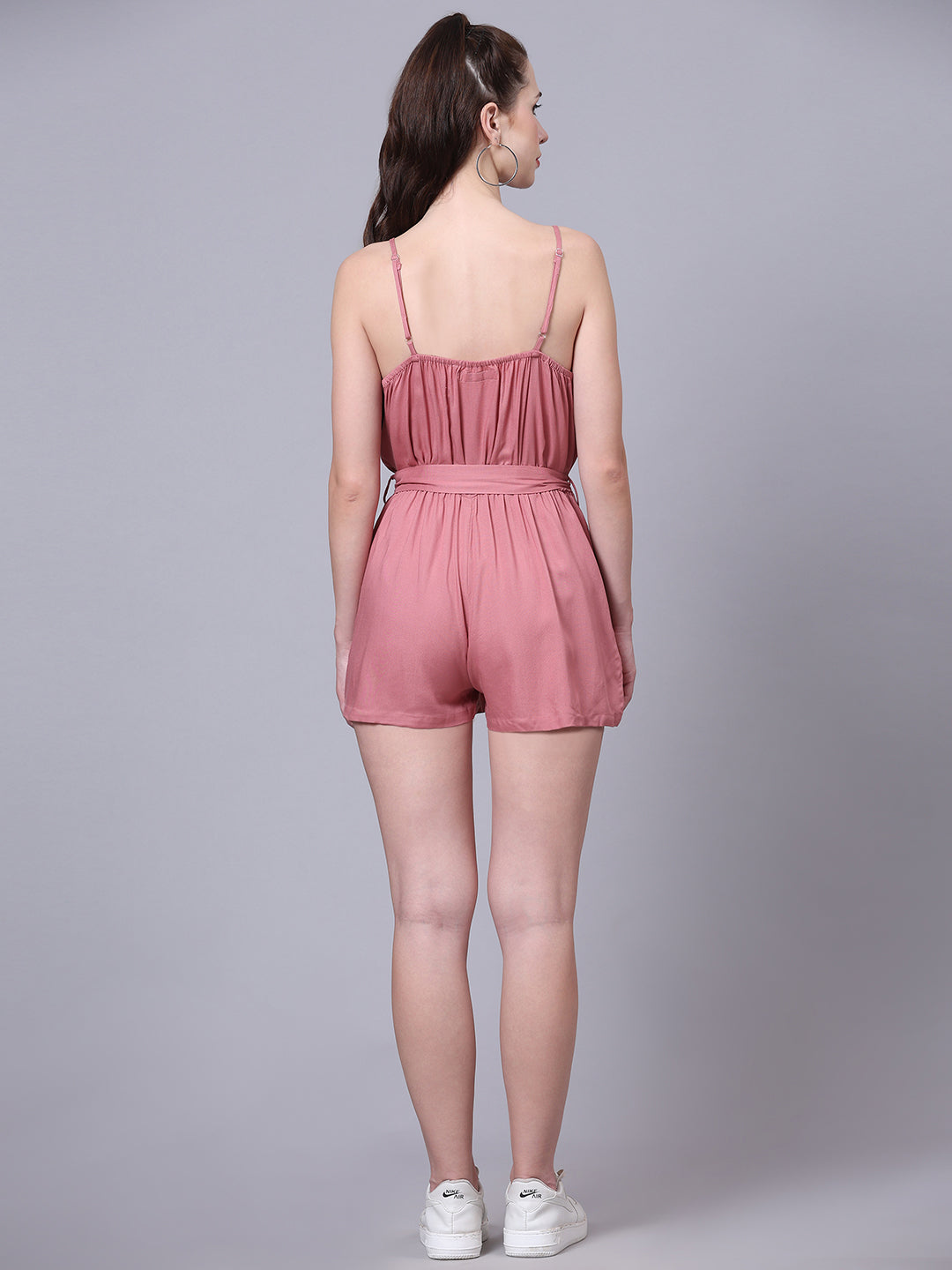 Peach Solid Wrap Playsuit