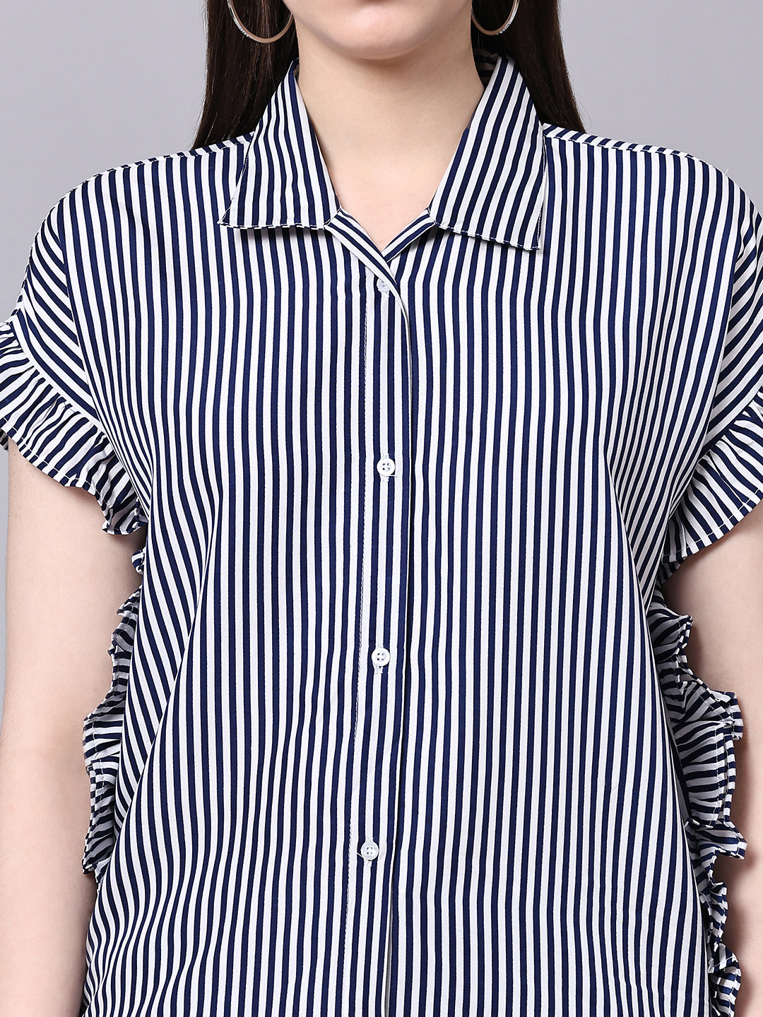 Blue Boxy Semiformal Candy Stripes Shirt