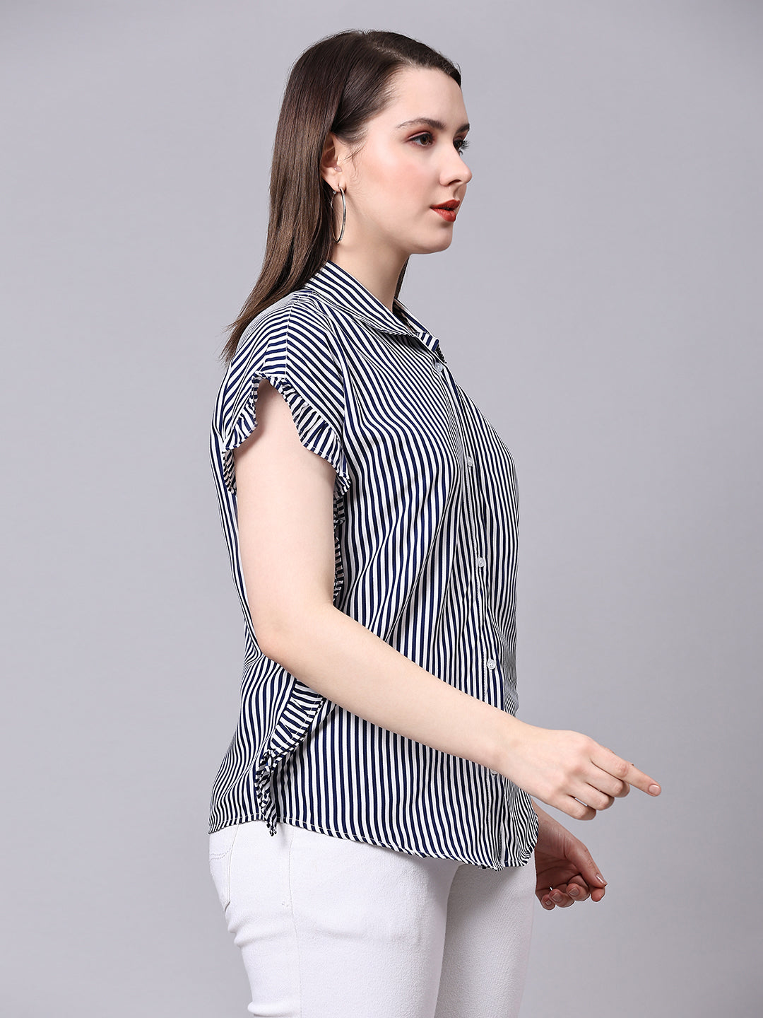 Blue Boxy Semiformal Candy Stripes Shirt