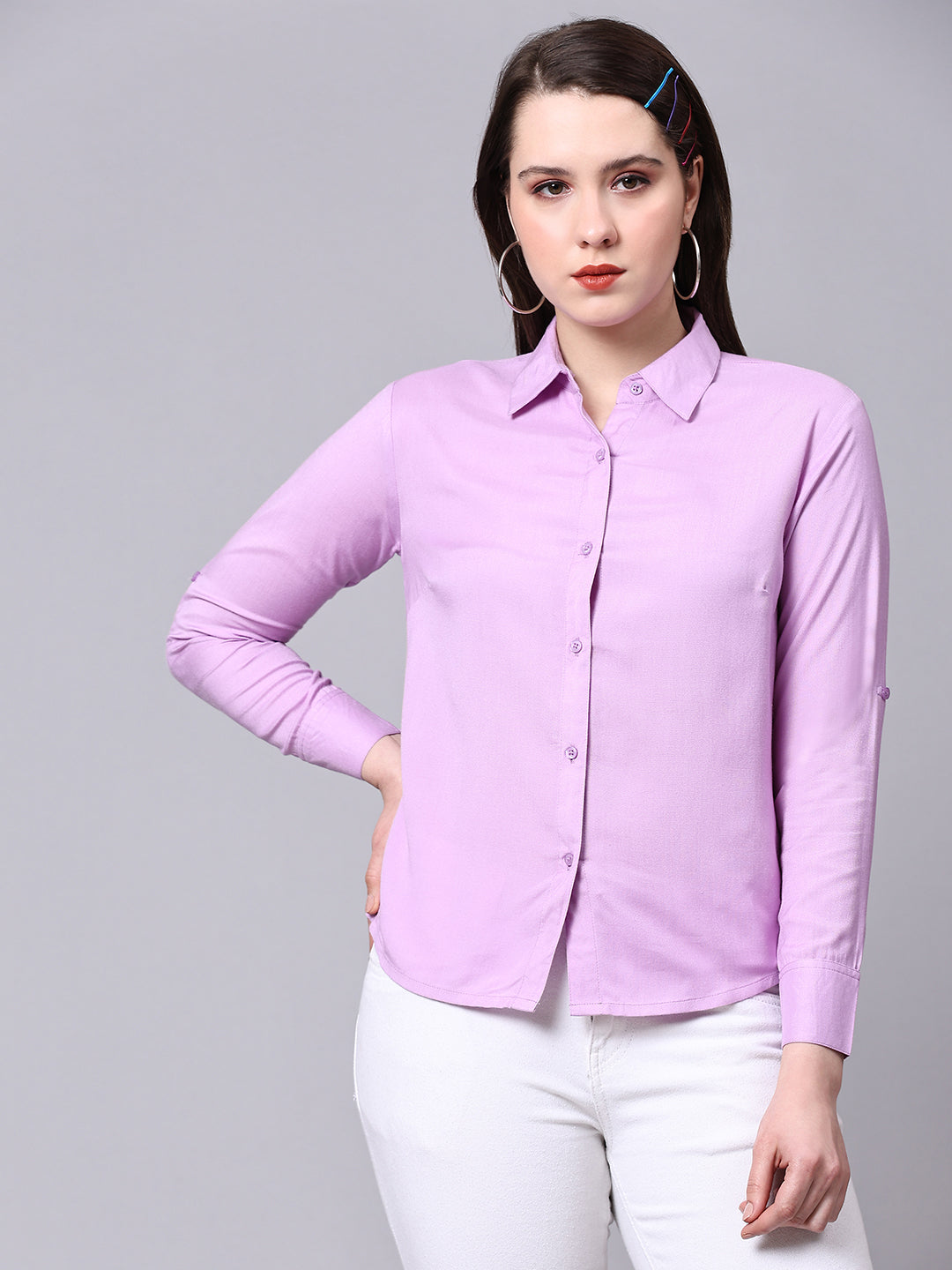 Purple Tailored Fit Formal Solid Shirt Purple