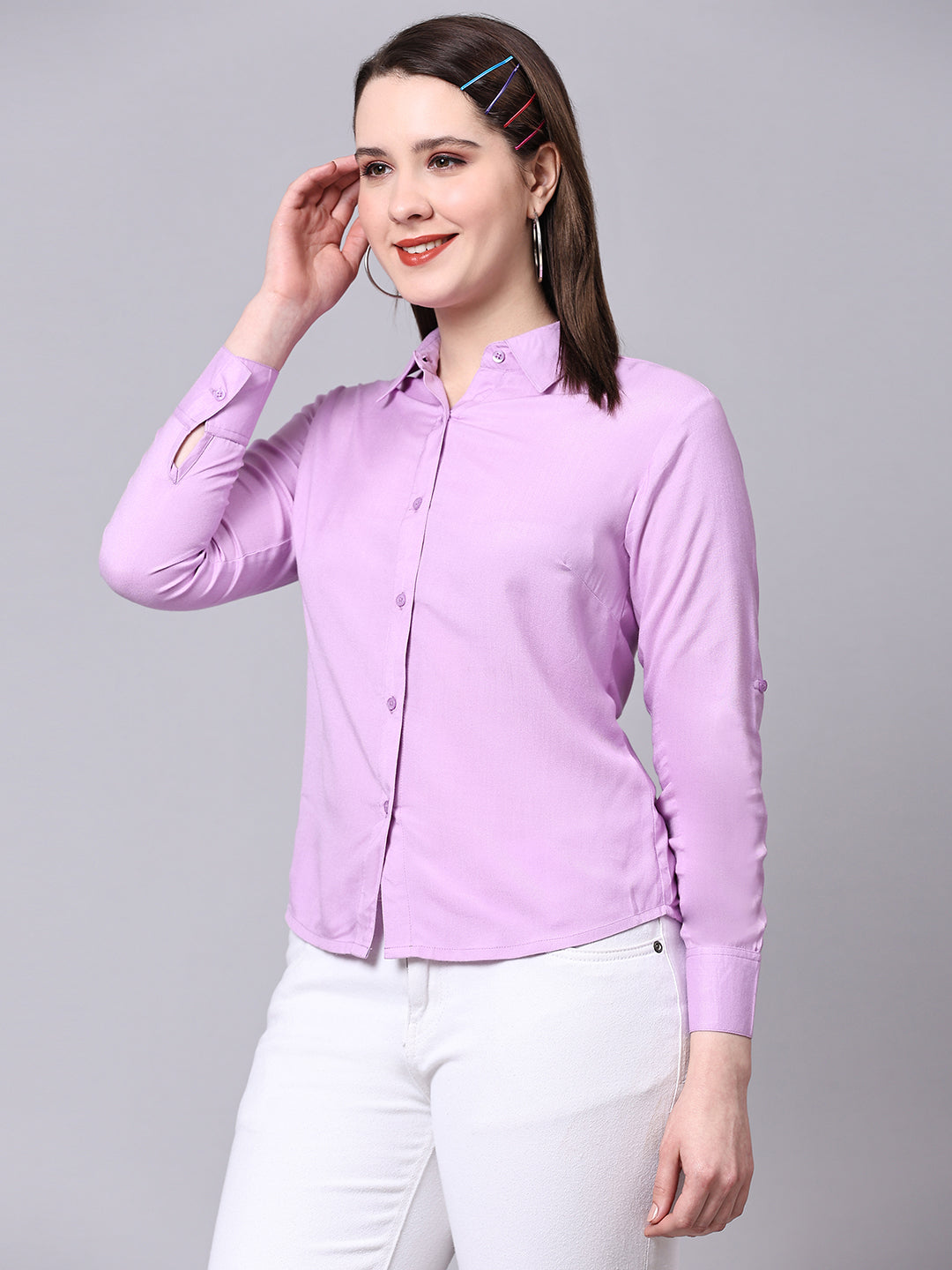 Purple Tailored Fit Formal Solid Shirt