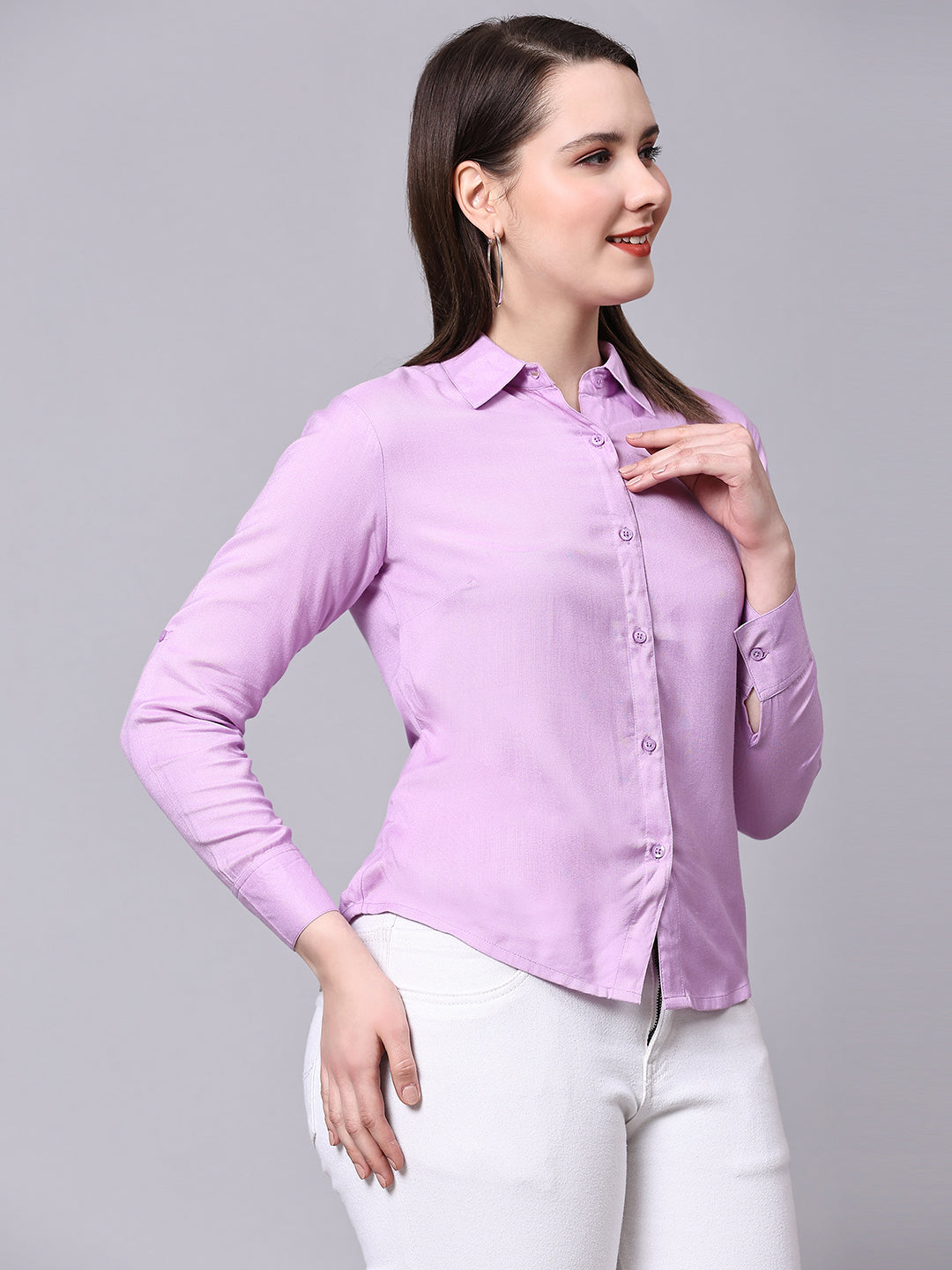 Purple Tailored Fit Formal Solid Shirt