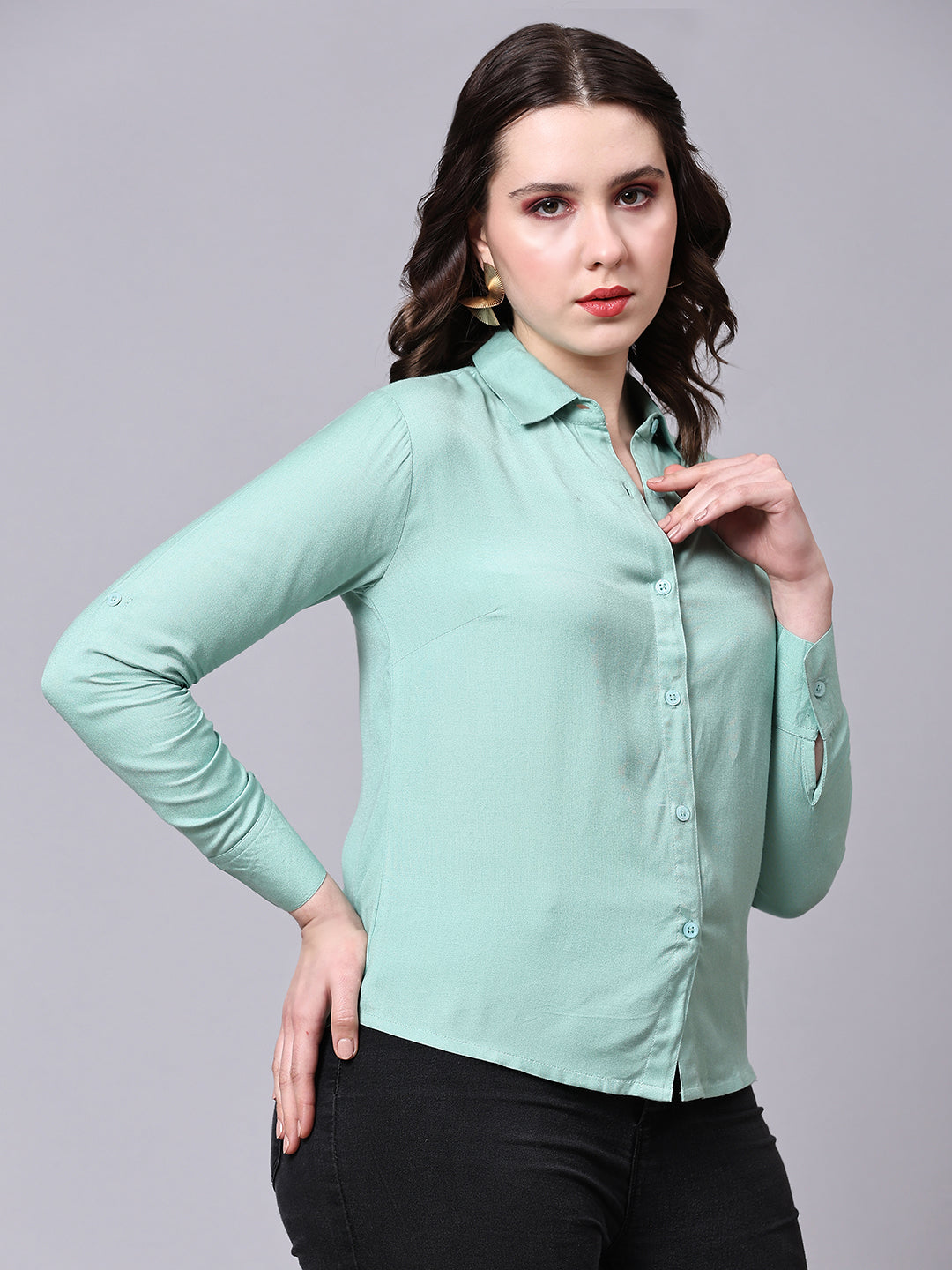 Sea Green Tailored Fit Formal Solid Shirt